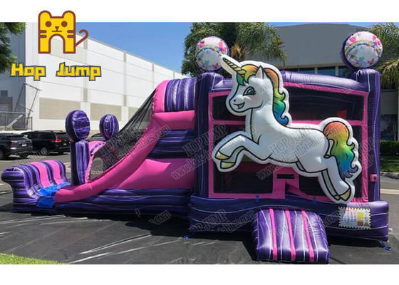 Thương mại Unicorn Kids Inflatable Bouncer Combo Bouncy Castle Bơm hơi Combo Trượt Lâu đài nảy