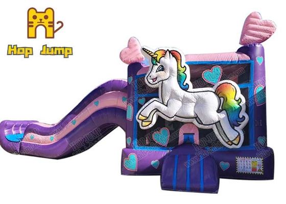 Unicorn Bounce House Với Slide Inflatable Bouncer Combo đầy màu sắc vui nhộn