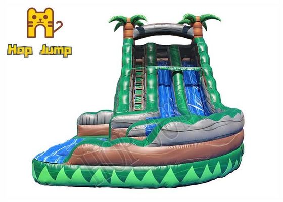 Hop Jump Giant Inflatable Water Slide 4 Line được may không có hồ bơi