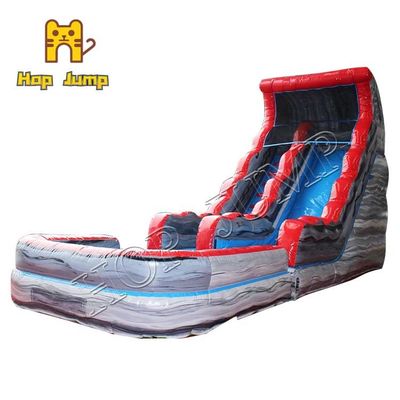 Trượt nước bơm hơi bằng đá cẩm thạch màu xám cho trẻ em có hồ bơi Cầu trượt khổng lồ nhảy hop
