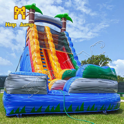 Đường trượt nước nhiệt đới bằng đá cẩm thạch 22ft Đường trượt bơm hơi thương mại có hồ bơi cho thanh thiếu niên